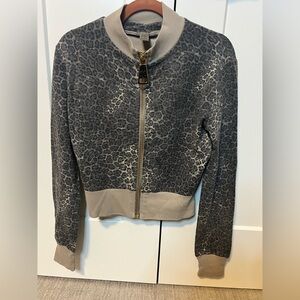 Jijil (made in Italy) Leopard Zip Sweatshirt
